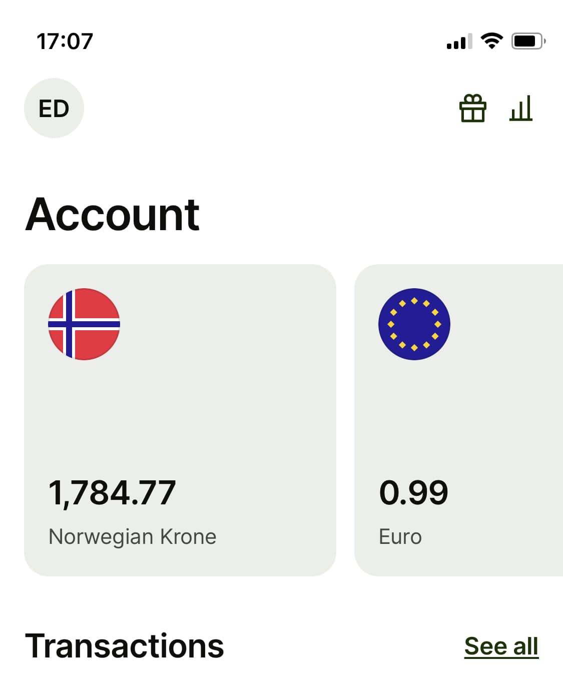screenshot-of-euro-and-NOK-balance-in-Wise